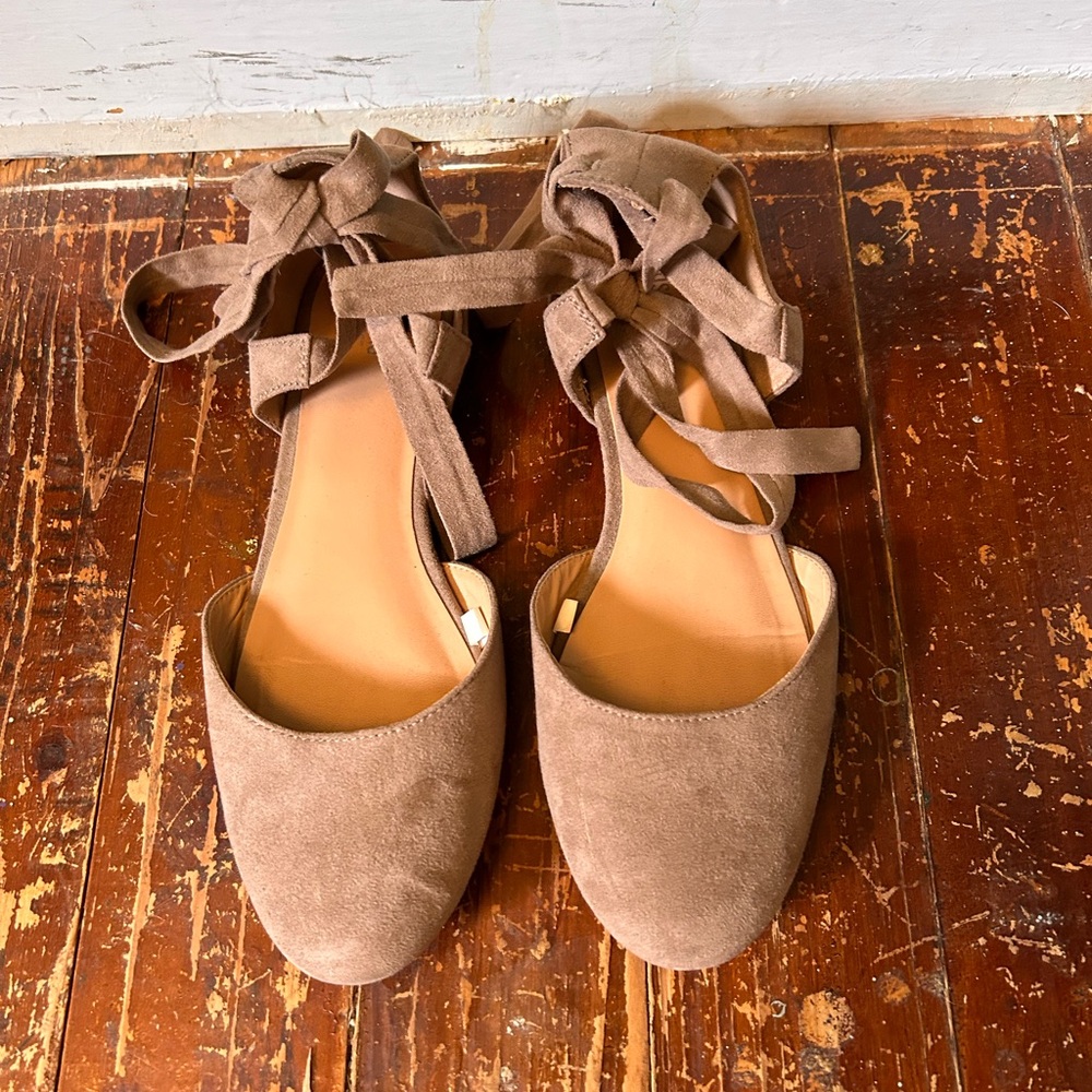 Brown Faux Suede Flats